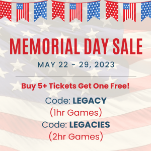 escape room sale memorial day savings